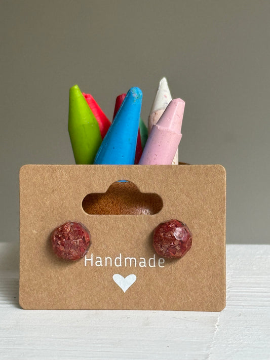 Small Round Crayonfetti Studs (Shimmery Copper)