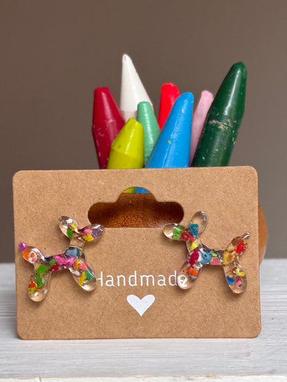Crayon Balloon Dog Studs