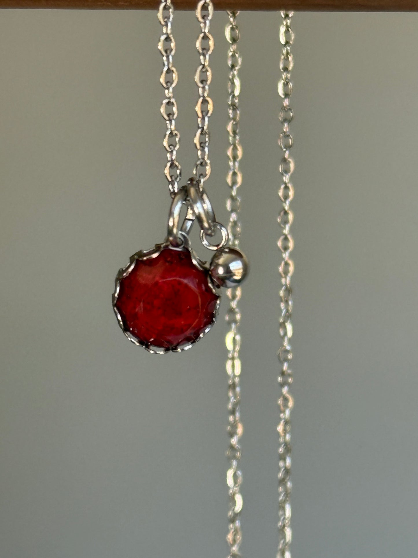 Veil Pendant - Garnet Birthstone