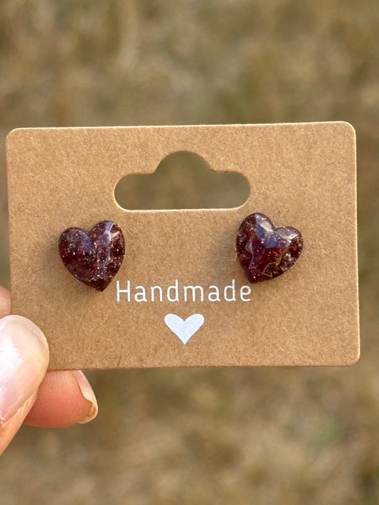 Small Heart Crayonfetti Studs (Bronze)