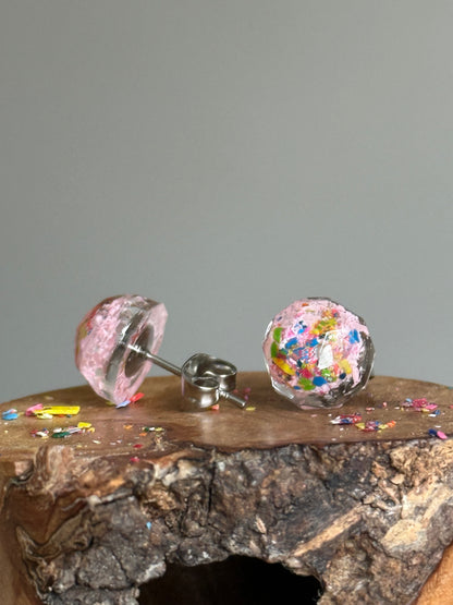 Freckled Light Pink Round Studs