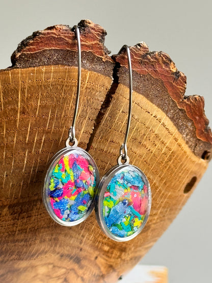 Sara Oval Hook Earrings (Fishtank Pebbles)