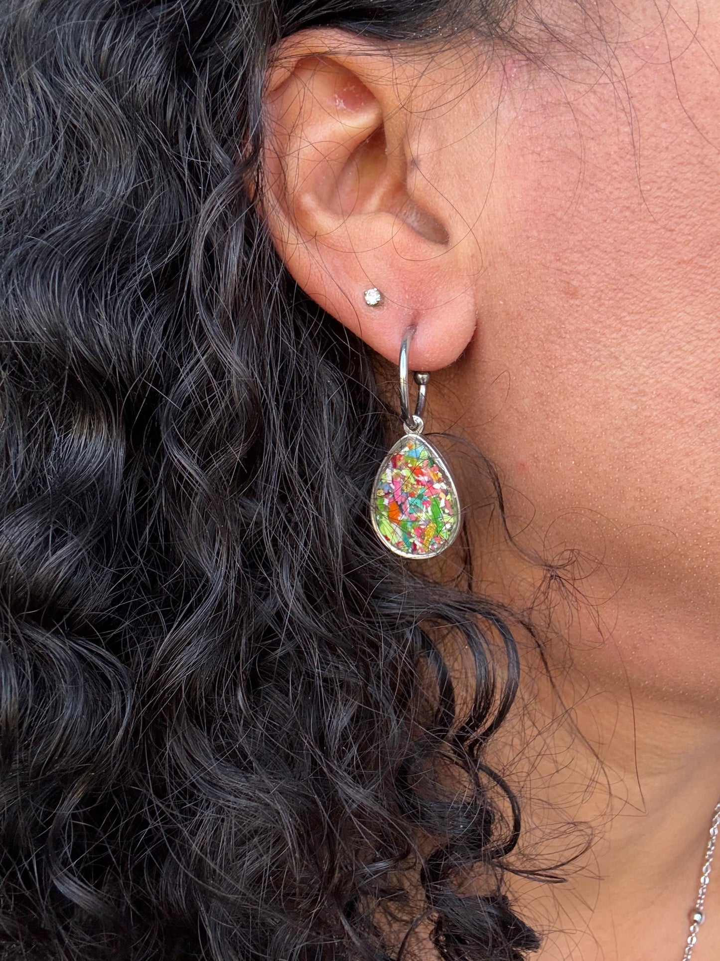 Multicolored Raindrop Half Hoops