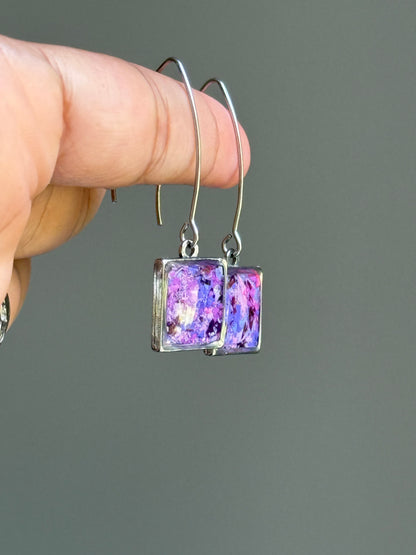 Prisma Hook Earrings (Purples - Square)