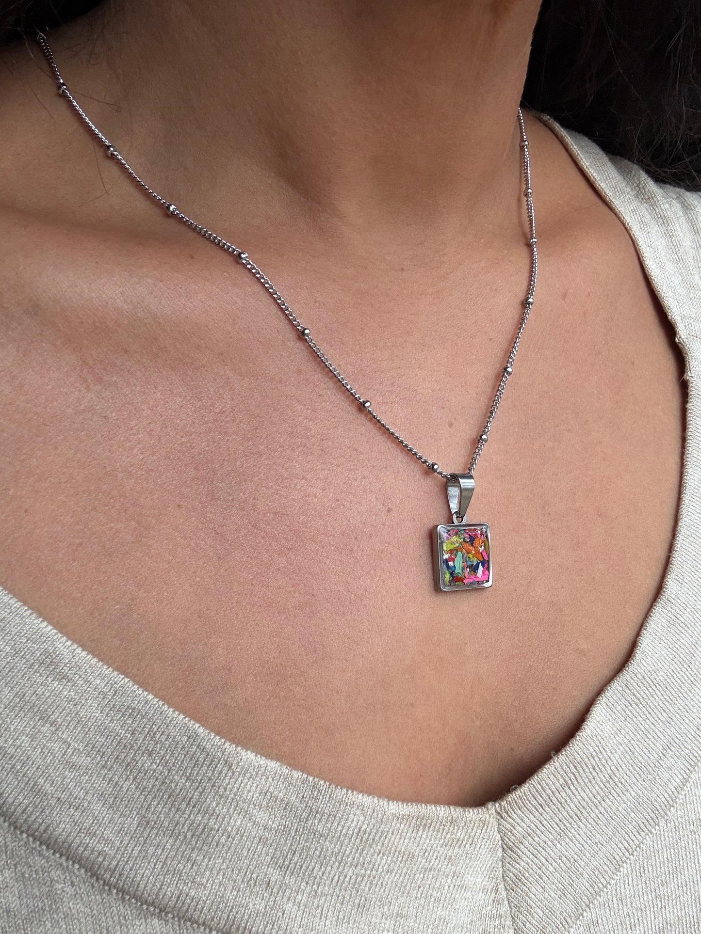 Multicolored Square Pendant (Sml)