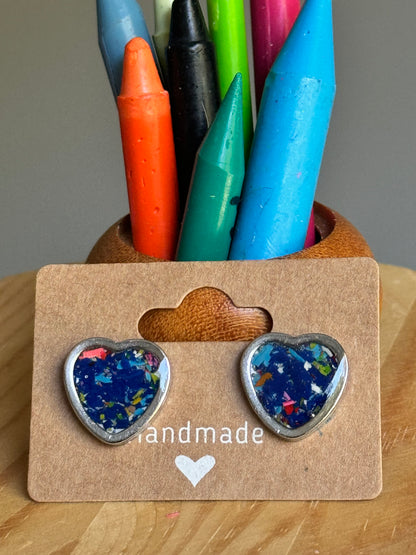 Deep Blue Heart Studs