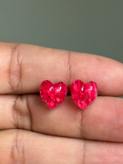 Small Resin Heart Studs (Bold Berry)