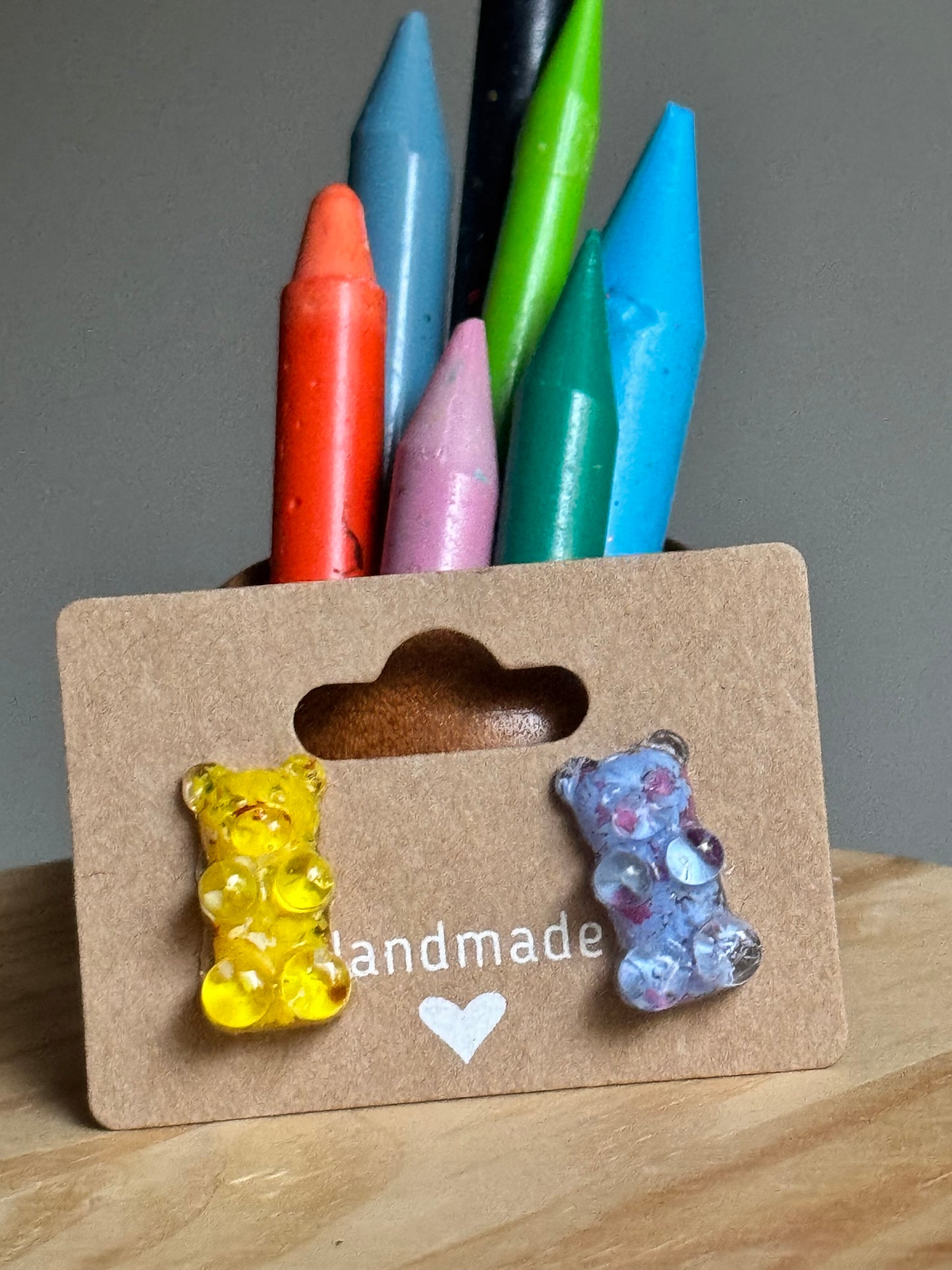 Crayon Bear Studs (Mismatched)