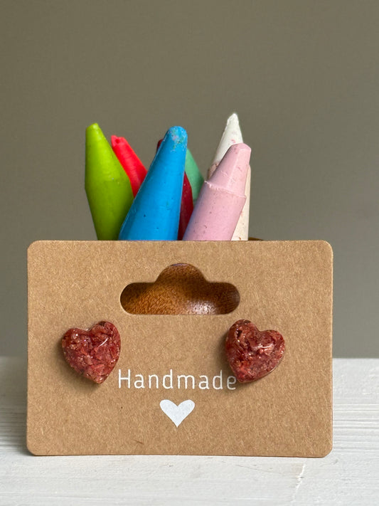 Small Heart Crayonfetti Studs (Shimmery Copper)