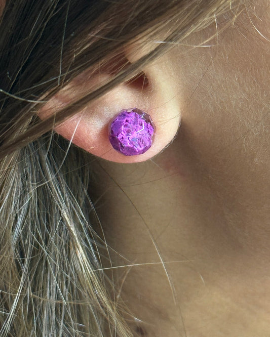 Small Round Resin Gem Studs (Orchid)