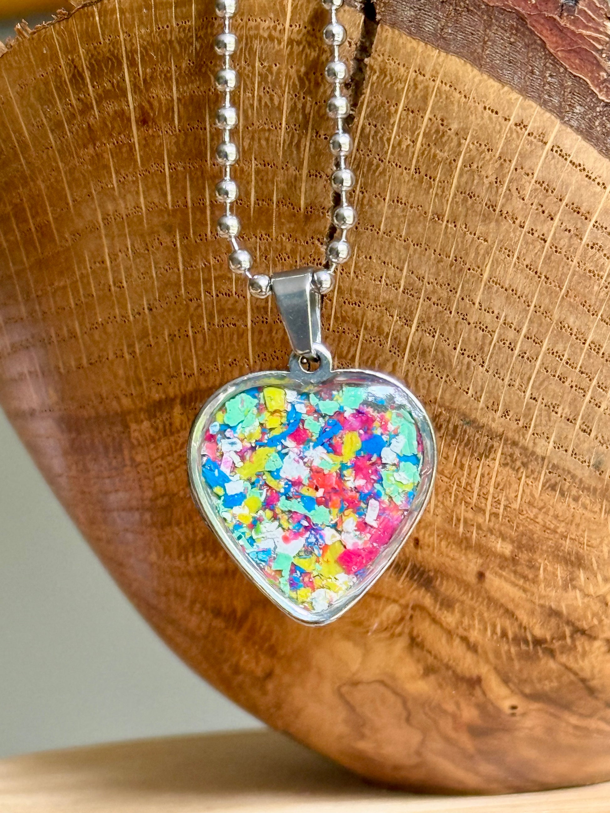 Mother daughter crayon jewelry.  Heart Pendant