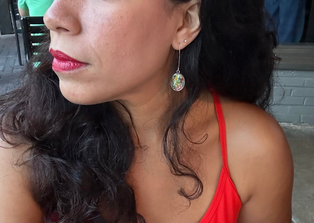 long earring with stainless steel hook