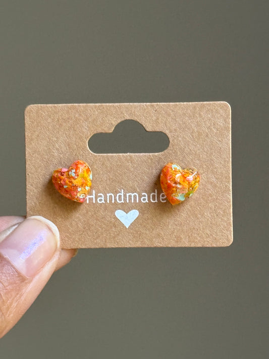 Small Heart Crayonfetti Studs (Fall)