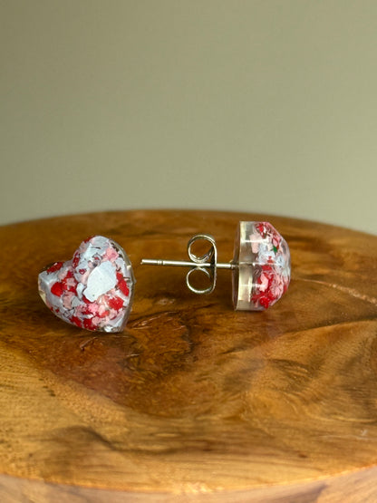 Small Resin Heart Studs (Love)