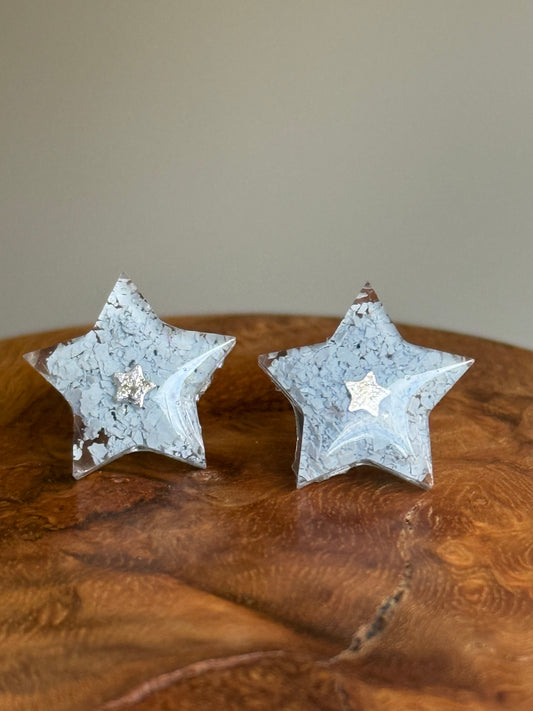 Crayon Star Studs (Light Blue)