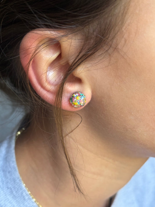 Small Round Gem Studs (Multicolor)
