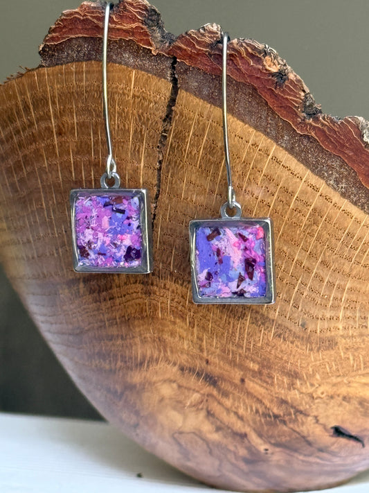 Prisma Hook Earrings (Purples - Square)