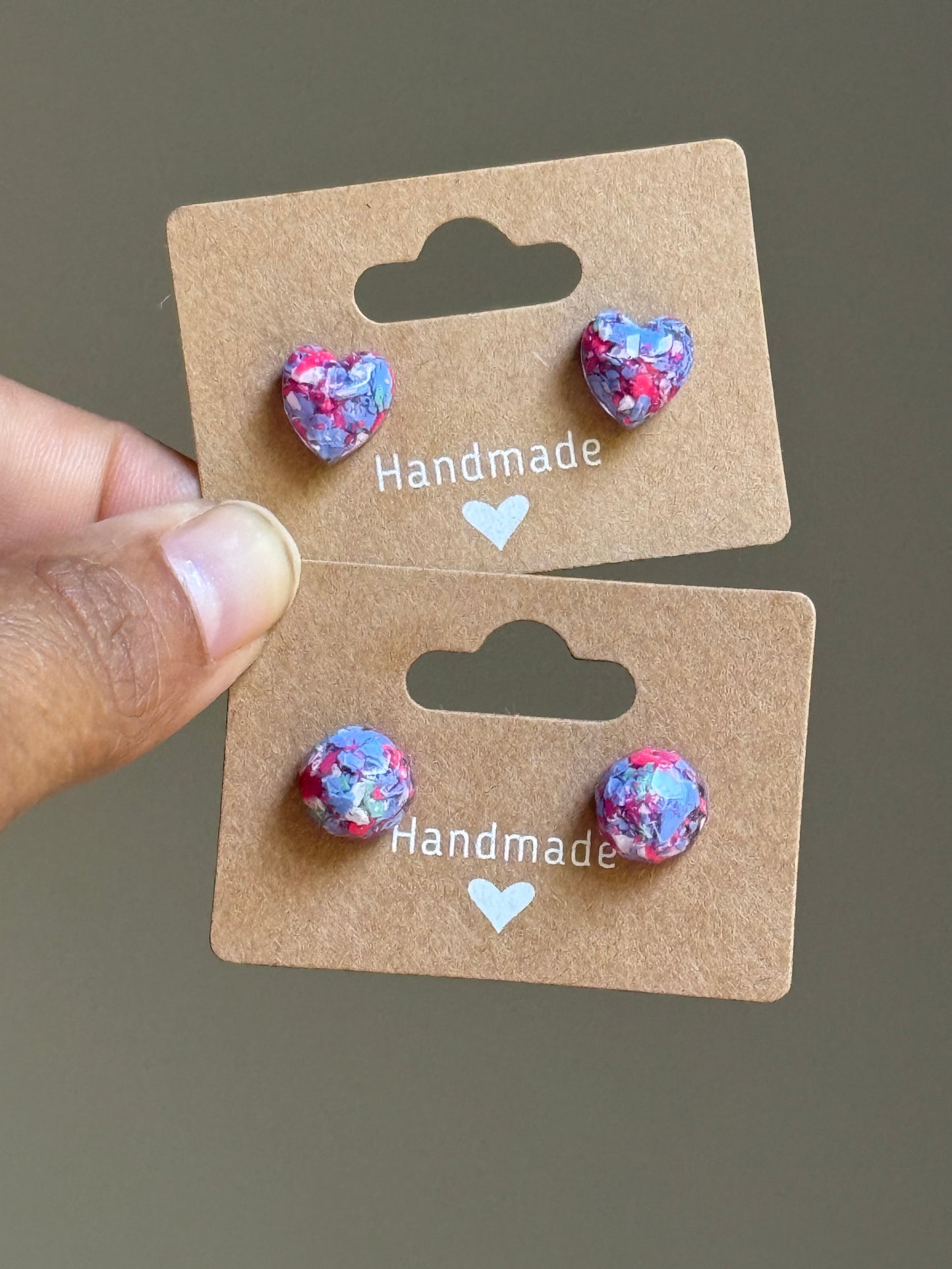 Small Round Crayonfetti Studs (Lavender Dream)