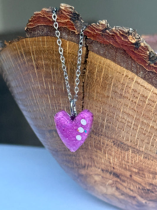 Polka Heart Pendant (Orchid)