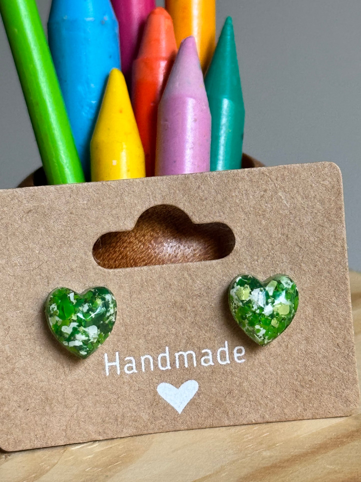 Fresh Greens Heart Studs