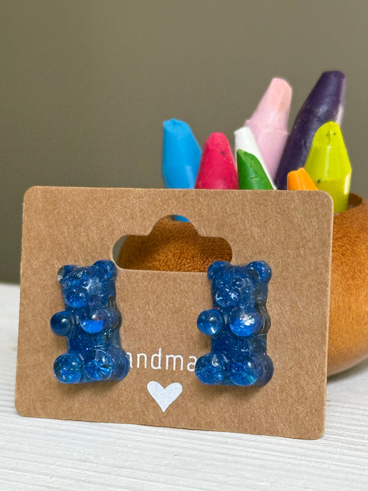 Crayon Gummy Bear Studs (mtallic blue)