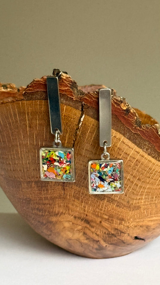 Luz Column Square Earrings (Multicolor)