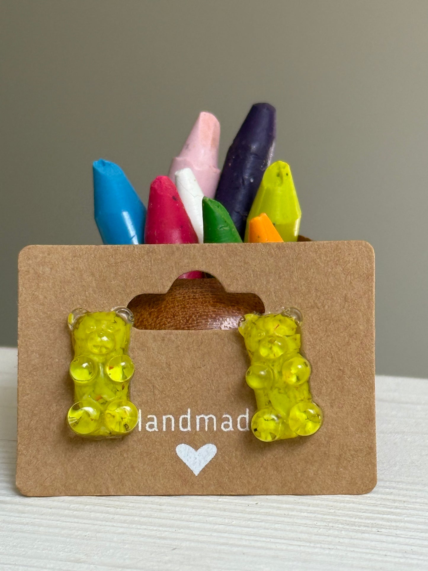 Crayon Gummy Bear Studs (Yellow)