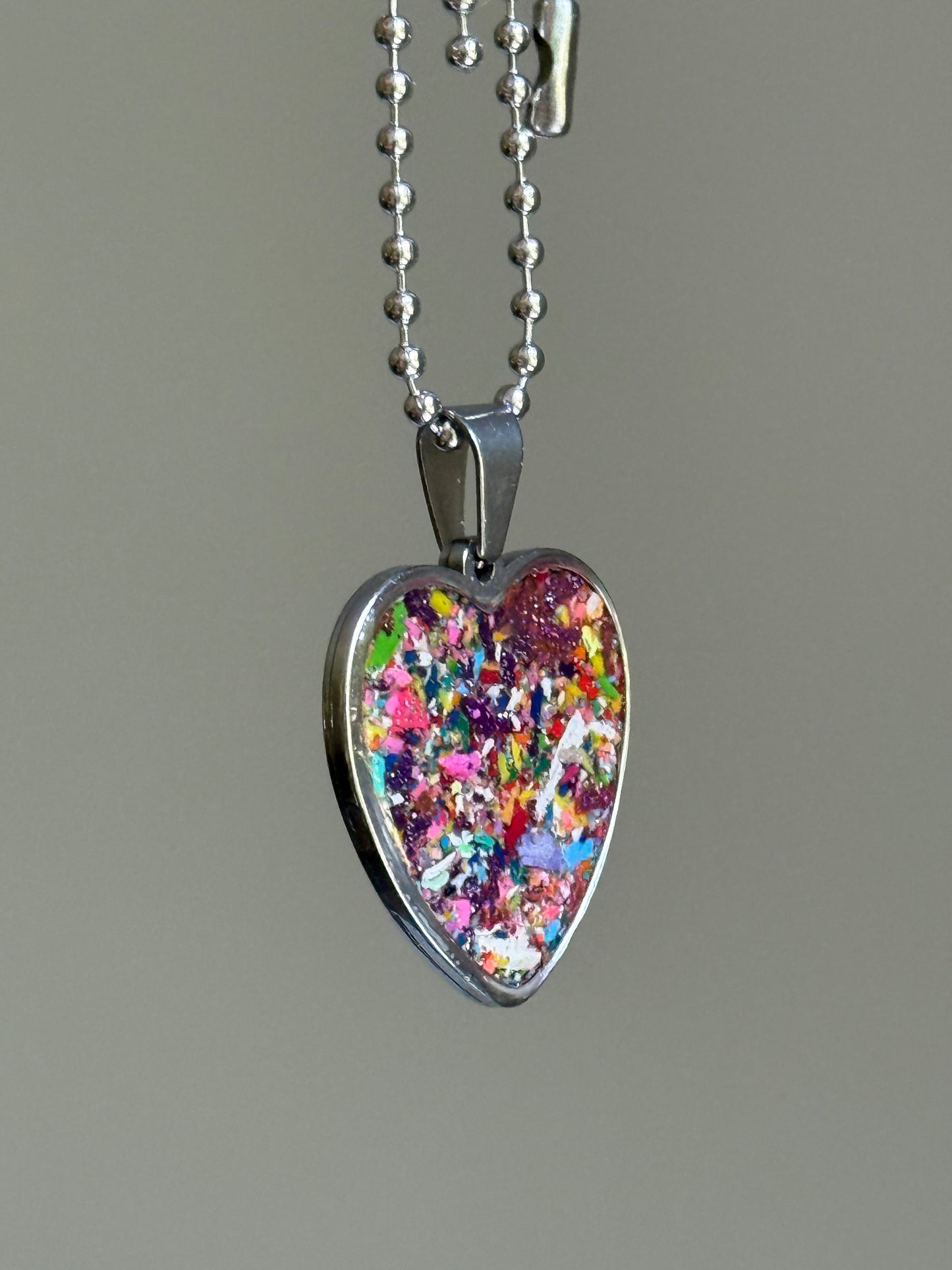 Joy Crayon Heart Pendant (Metallic Purples)