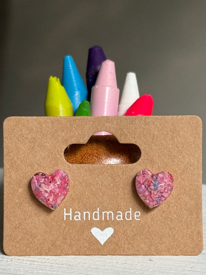 Small Heart Studs (Shades of Dark Pink)