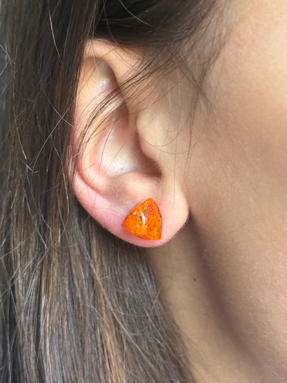 Freckled Orange Triangle Studs