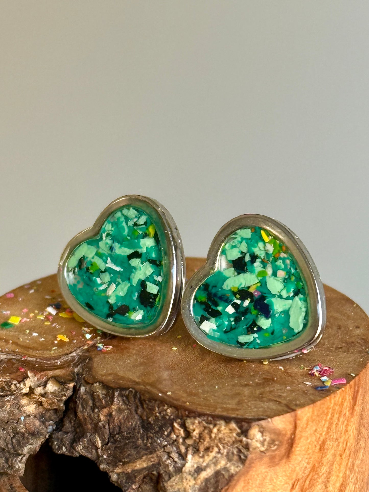 Framed Heart Studs (Forest)