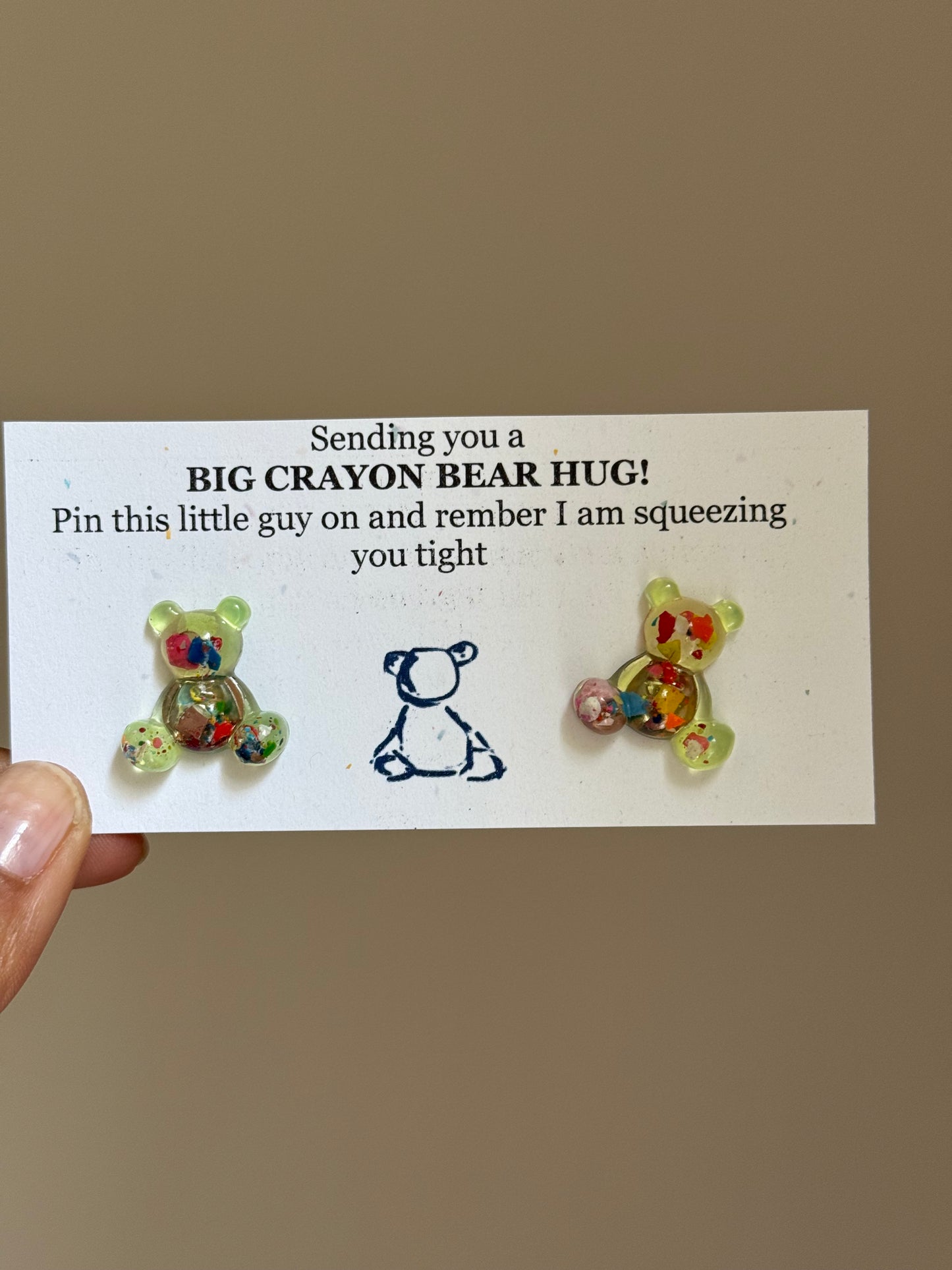 Crayon Bear Push Pin (Neon Green)