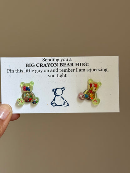 Crayon Bear Push Pin (Neon Green)