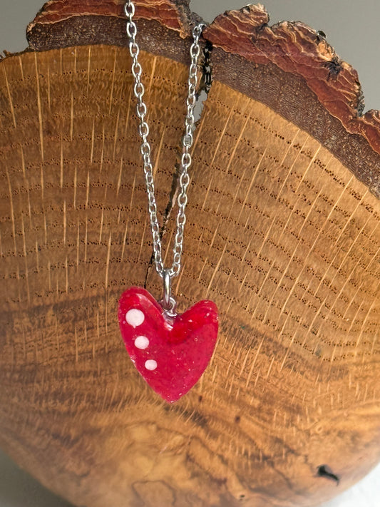 Polka Heart Pendant (Red)