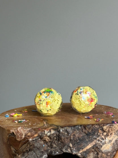 Freckled Canary Round Studs