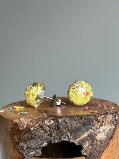Freckled Canary Round Studs
