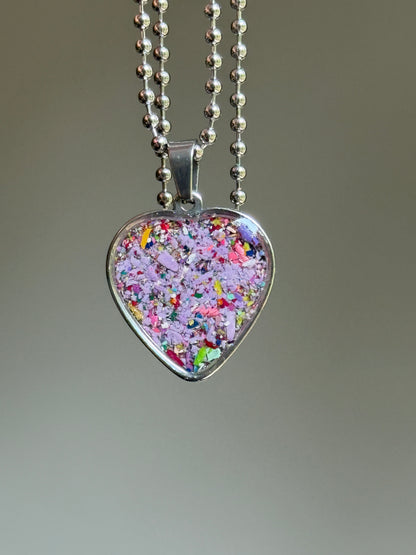 Freckled Lavender Heart Necklace