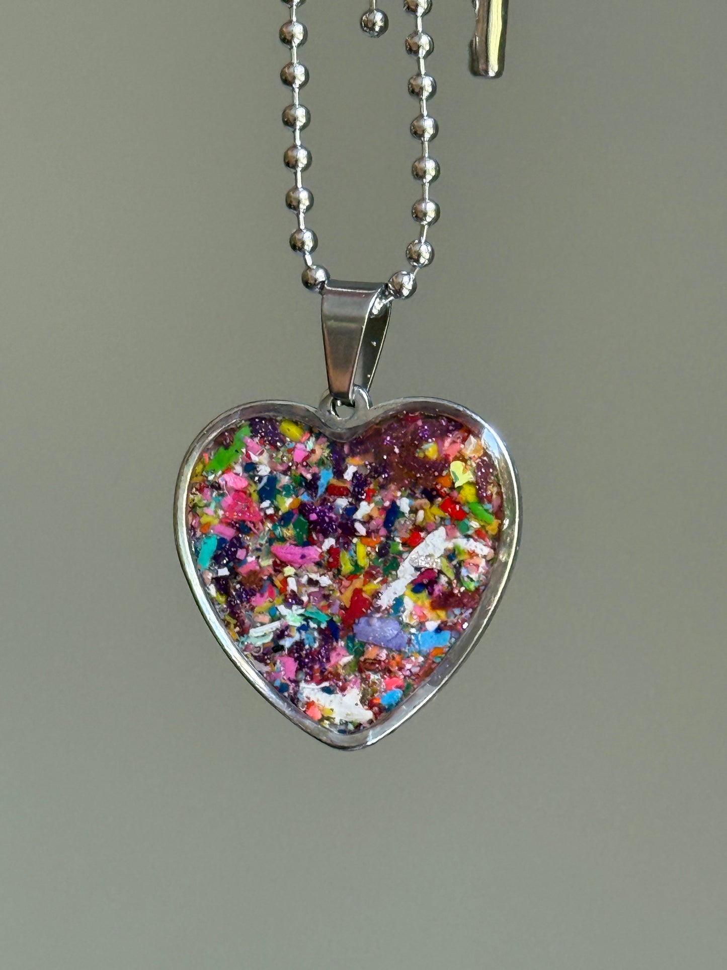 Joy Crayon Heart Pendant (Metallic Purples)