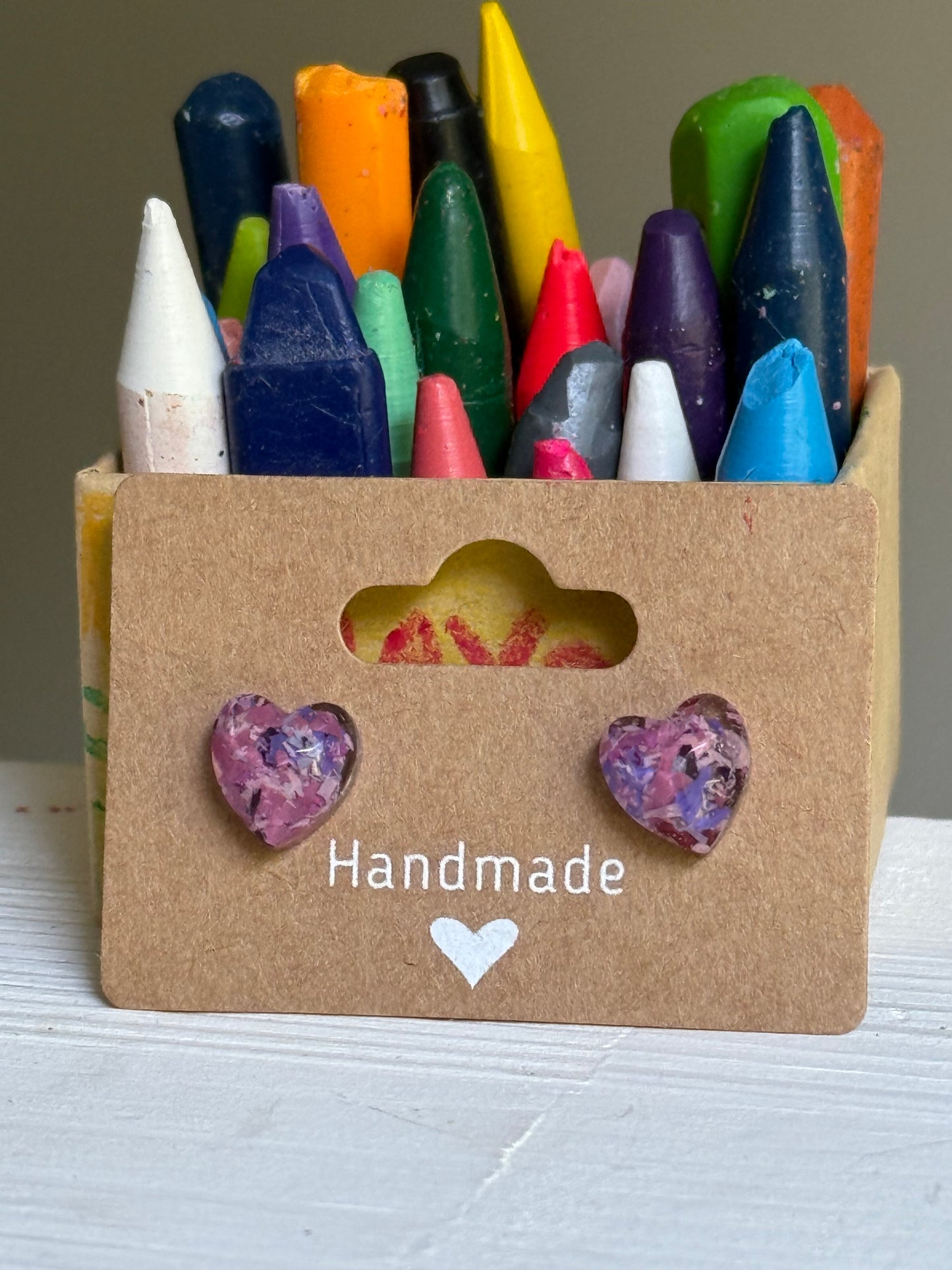 Sarai Resin Heart Studs (Purpled)