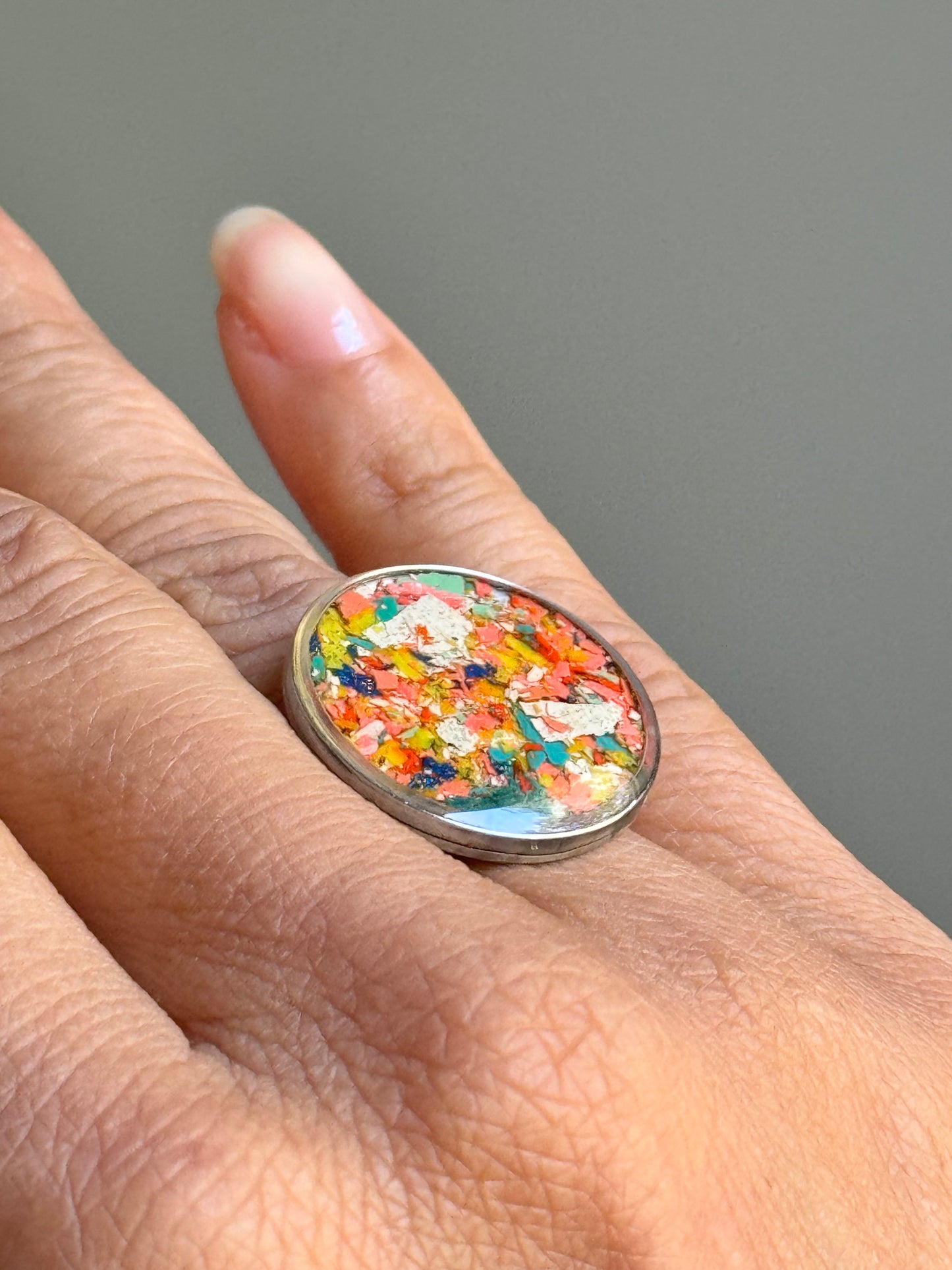 Multicolored Large Round Ring