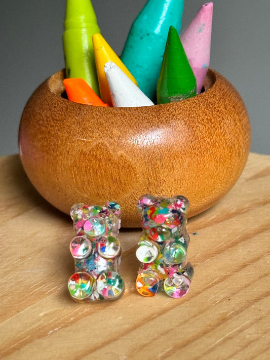 Multicolored Gummy Crayon Bear Studs