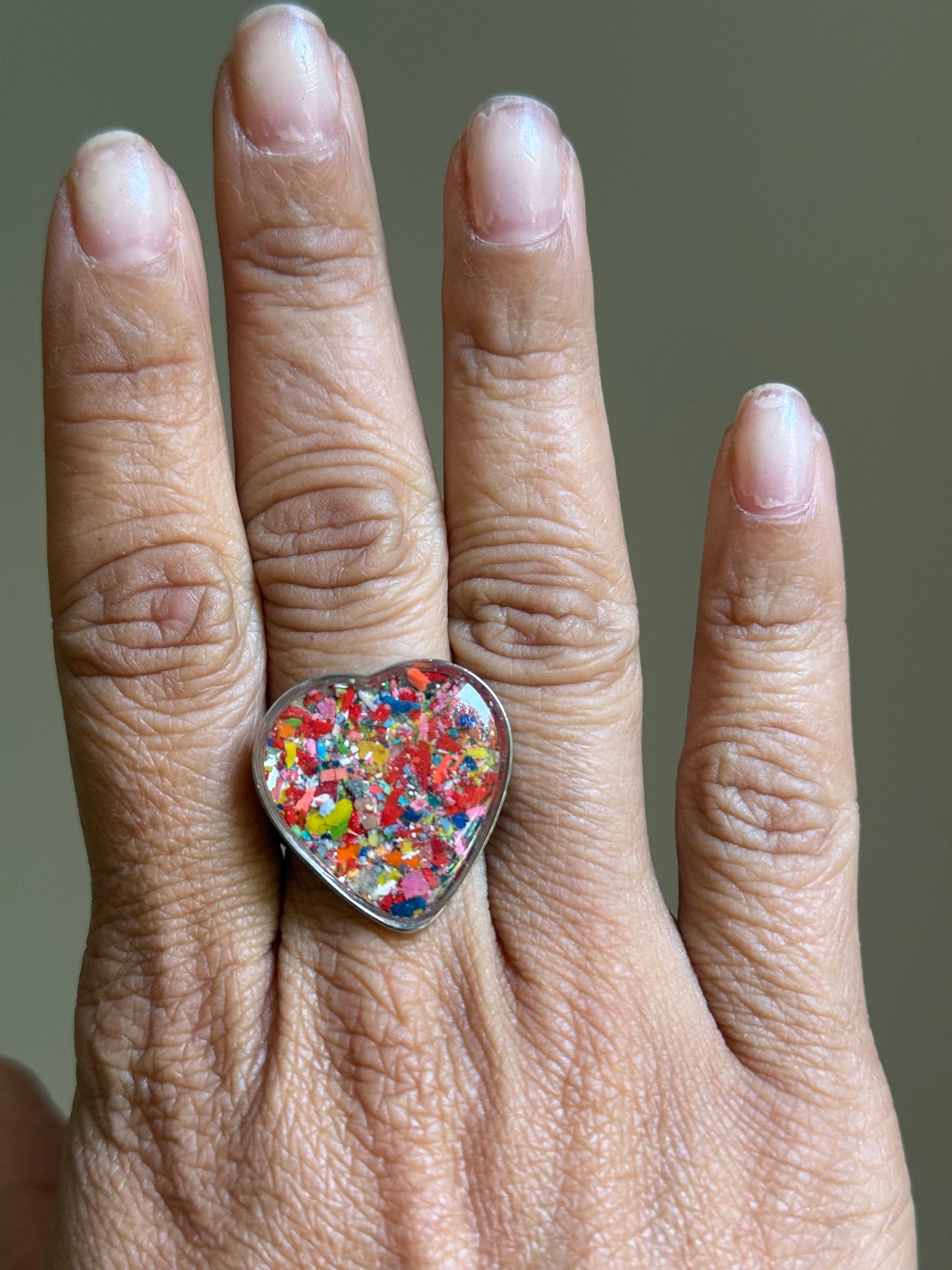 Punk Orange Heart Ring