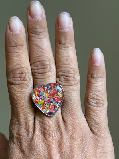 Punk Orange Heart Ring