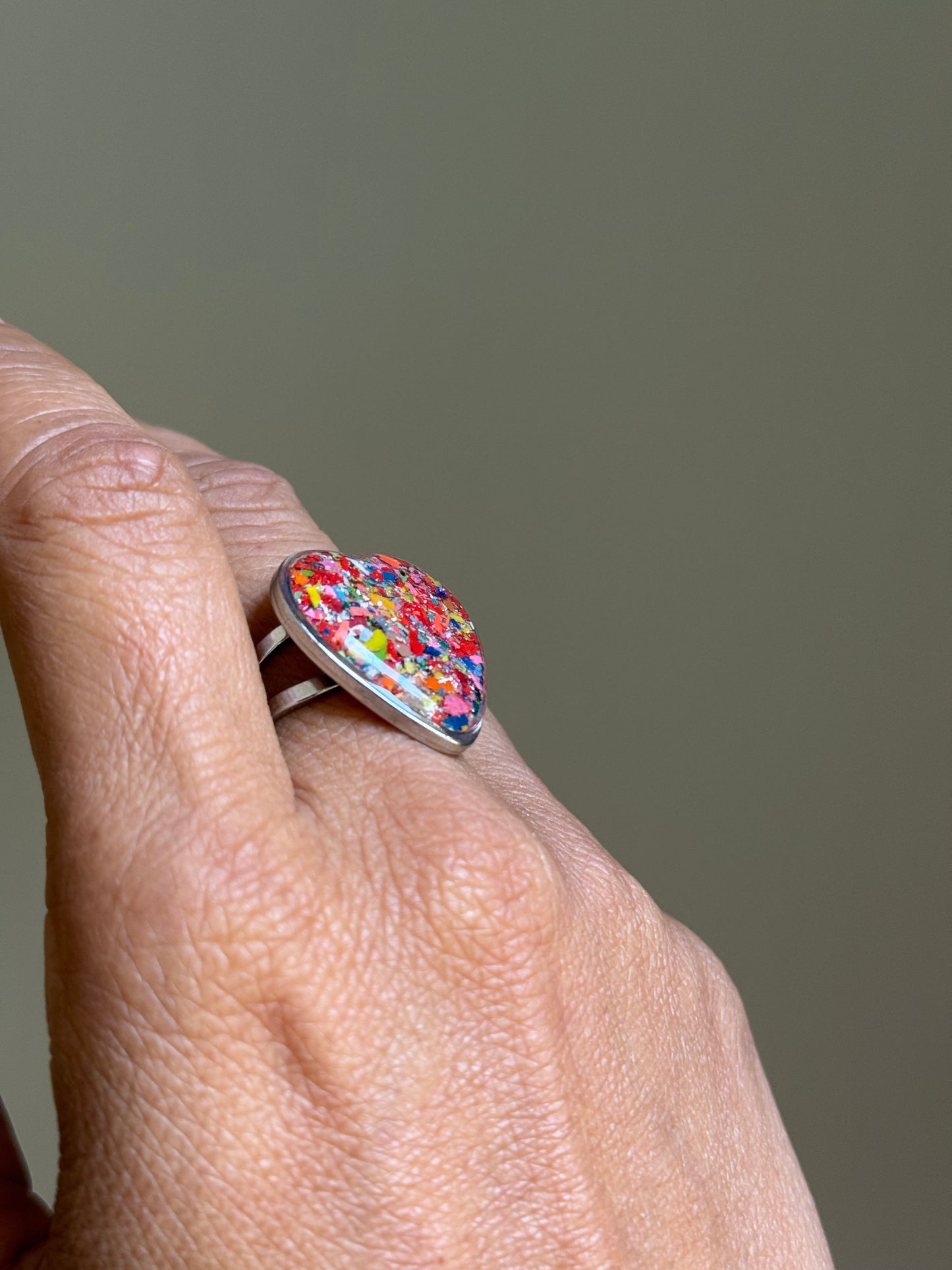 Punk Orange Heart Ring