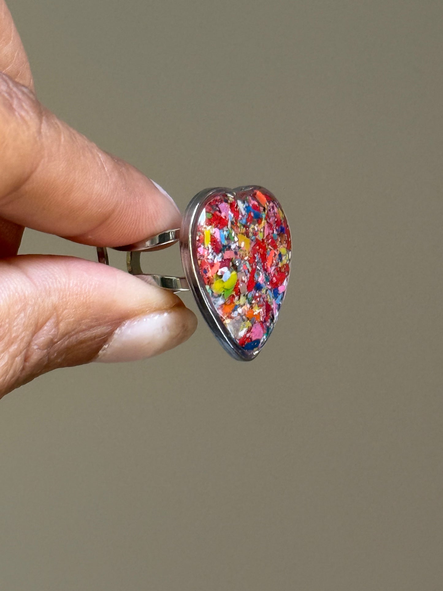 Punk Orange Heart Ring
