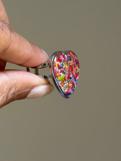 Punk Orange Heart Ring