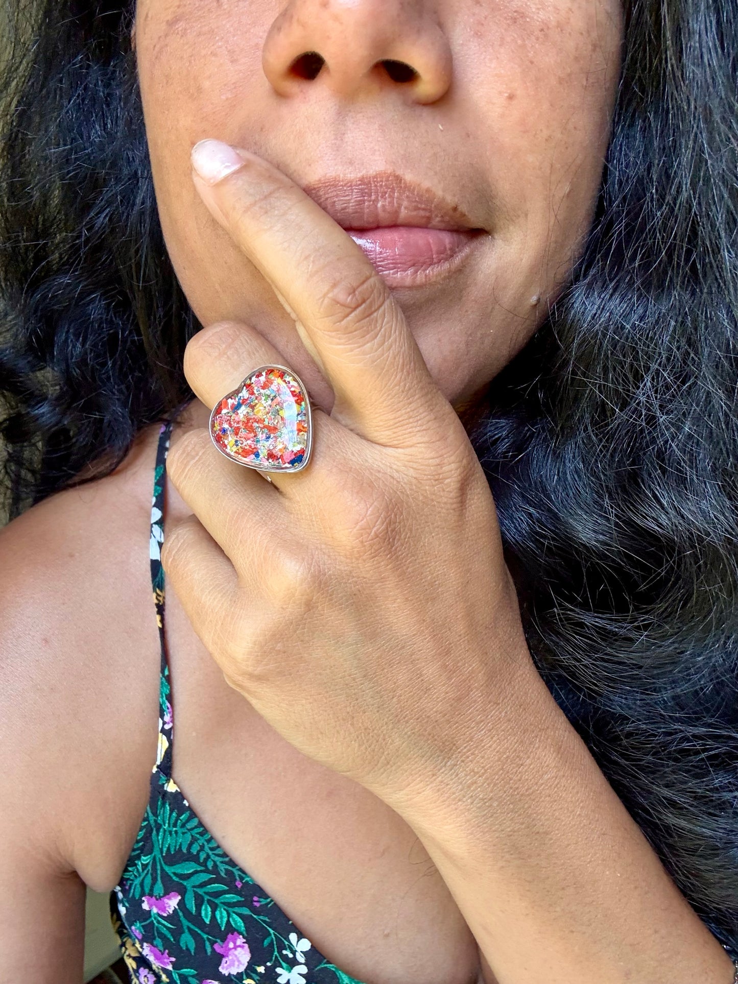 Punk Orange Heart Ring