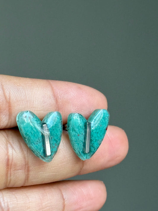 Turquoise Heart Studs (Silver)