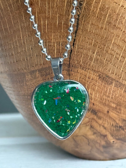 Freckled Green Heart Pendant