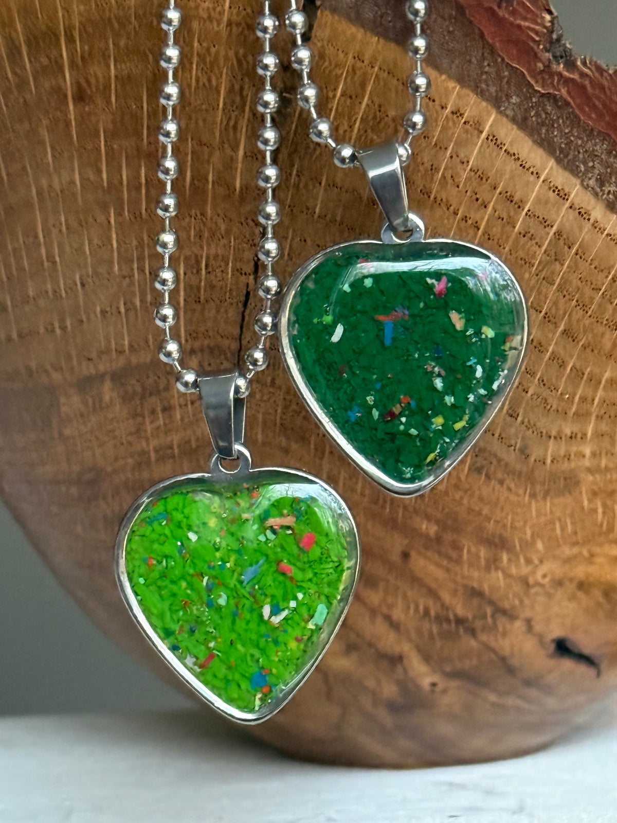 Freckled Green Heart Pendant